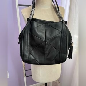 B Makowsky Leather Shoulder Patchwork Bag